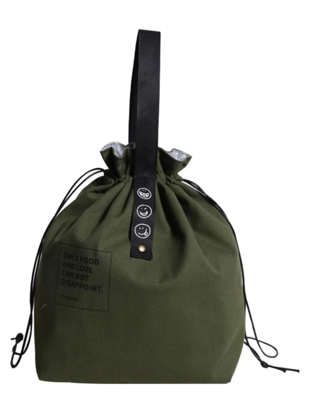 Canvas Drawstring Insulated Lunch Bag Bento Tote with Handle Reusable for Work